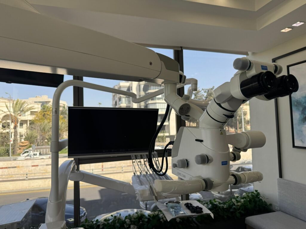 Microscope used for root canal diagnosis at AbuMaizar Dental Center in Amman